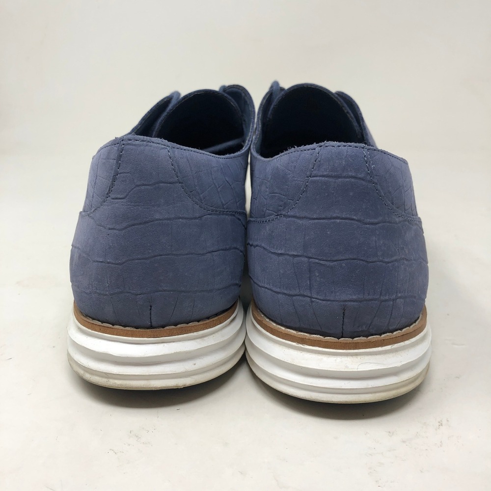 Cole Haan Womens 10 OriginalGrand Oxford Blue Croc Embossed Leather Shoes - Picture 7 of 10